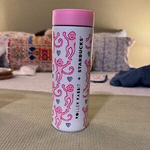 Starbucks Roller Rabbit Pink and White Tumbler